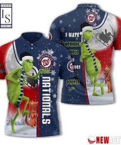 Grinch Stole Washington Nationals in Christmas Polo Shirt