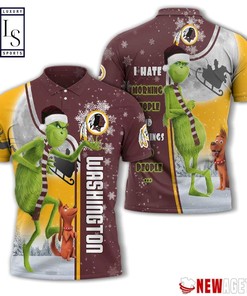 Grinch Stole Washington Redskins in Christmas Polo Shirt
