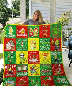 Grinch We Are The Champions Christmas Quilt Blanket Bedding Set