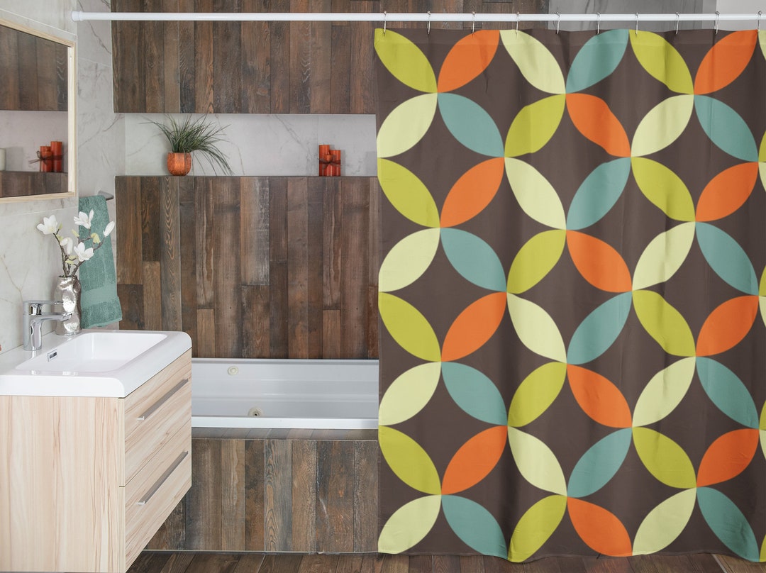 Groovy 60's 70's Geometric Hippie Personalized Shower Curtain For Vintage Bathroom Decor