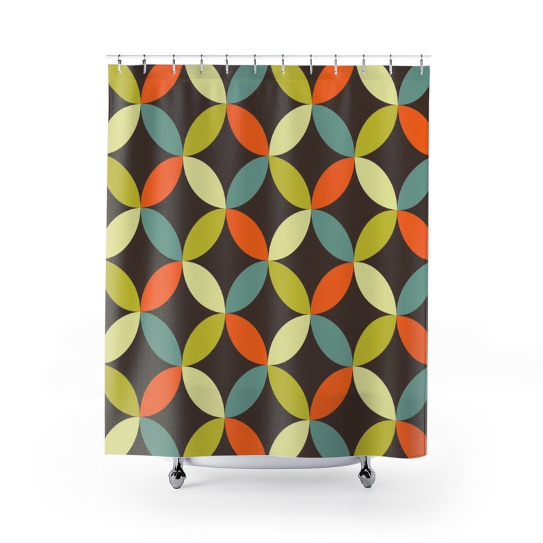 Groovy 60's 70's Geometric Hippie Personalized Shower Curtain For Vintage Bathroom Decor - Image 2