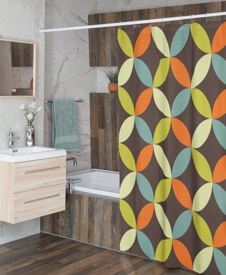Groovy 60's 70's Geometric Hippie Personalized Shower Curtain For Vintage Bathroom Decor - Image 4
