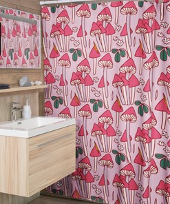 Groovy 60's 70's Mushroom Shower Curtain - Retro Bathroom Accessory And Home Decor
