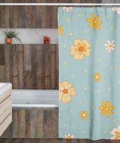 Groovy 60's 70's Retro Flowers Shower Curtain For Bathroom Decor