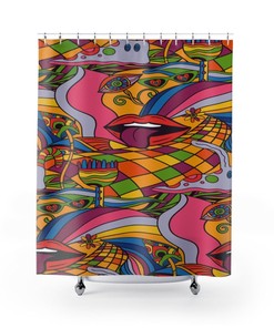 Groovy 60's 70's Retro Shower Curtain - Psychedelic Hippie Bathroom Decor
