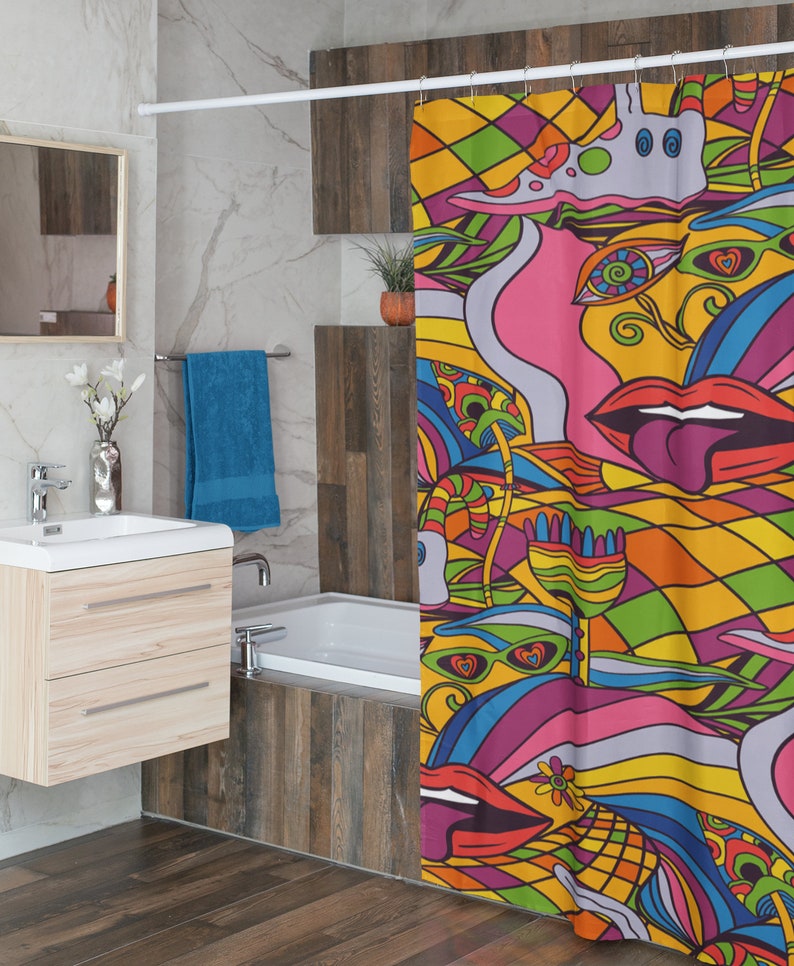 Groovy 60's 70's Retro Shower Curtain - Psychedelic Hippie Bathroom Decor - Image 4