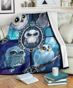 Grumpy Baby Owl Owl Lover Sherpa Fleece Blanket Gifts for Family, for Couple