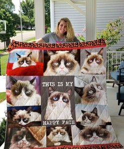 Grumpy Cat This Is My Happy Face Cat Quilt Blanket Bedding Set