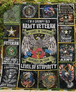Grumpy Old Army Veteran Quilt Blanket Bedding Set