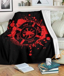 Grunge Fire Dept Logo Sherpa Fleece Blanket Gifts for Family, for Couple