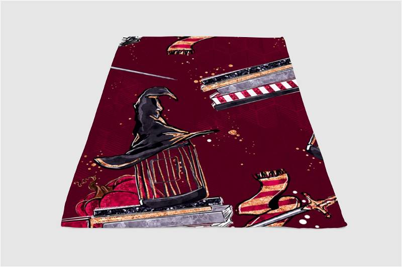 Gryffindo Pattern Sherpa Fleece Blanket Gifts for Family, for Couple