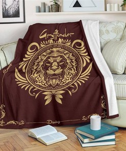 Gryffindor Badge Harry Potter Sherpa Fleece Blanket Gifts for Family, for Couple