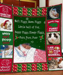 Guinea Pig Christmas Soft Warm Happy Sleepy Piggy Quilt Blanket