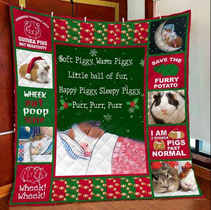 Guinea Pig Christmas Soft Warm Happy Sleepy Piggy Quilt Blanket Bedding Set