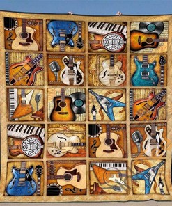 Guitar 1 Quilt Blanket Bedding Set With Pillowcase Option