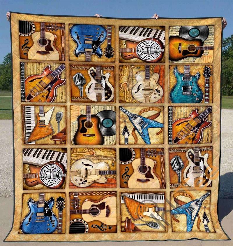 Guitar 1 Quilt Blanket Bedding Set With Pillowcase Option