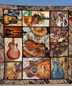 Guitar 2 Quilt Blanket Bedding Set With Pillowcase Option