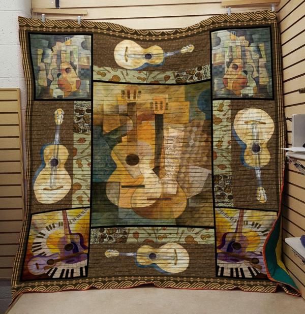 Guitar And Keys Guitar Retro Quilt Blanket Bedding Set