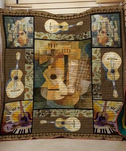 Guitar And Keys Quilt Blanket