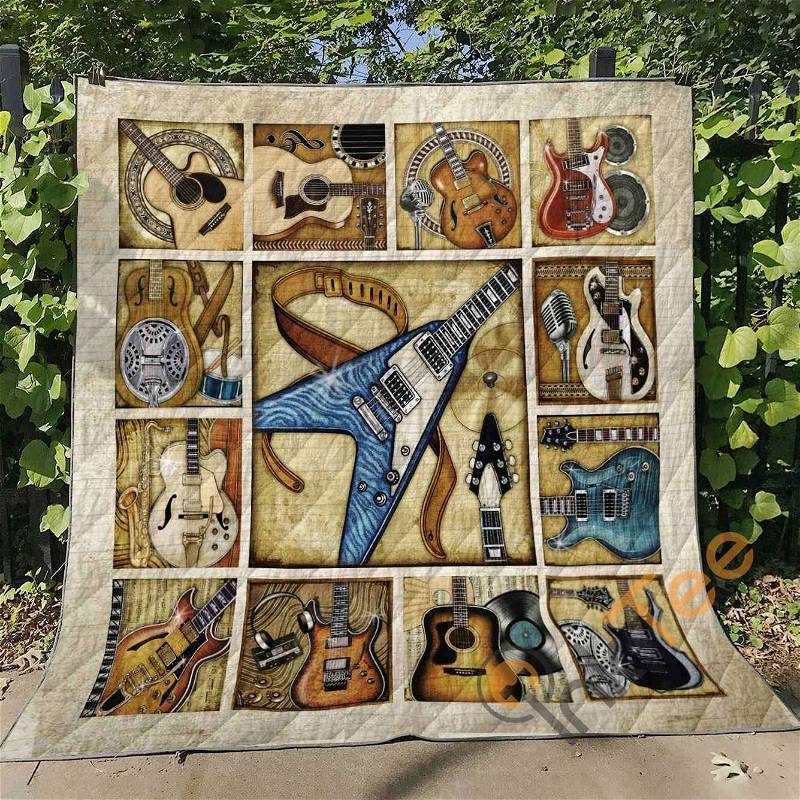 Guitar Quilt Blanket Bedding Set