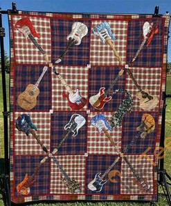 Guitar Quilt Blanket Bedding Set With Pilliwcase Option