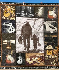 Guitar Quilt Blanket Bedding Set With Pilliwcase Option Ver2