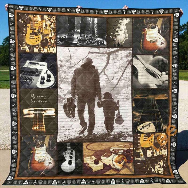 Guitar Quilt Blanket Bedding Set With Pilliwcase Option Ver2