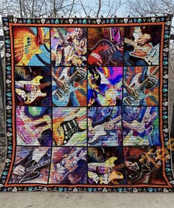 Guitar Quilt Blanket Bedding Set With Pilliwcases Option