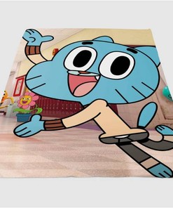 Gumball Watterson Happy Expression Sherpa Fleece Blanket Gifts for Family, for Couple