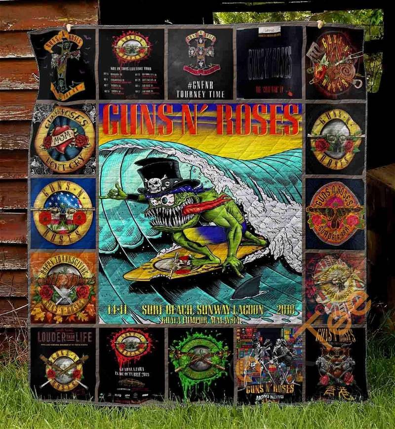 Gun N Rose Quilt Blanket Bedding Set