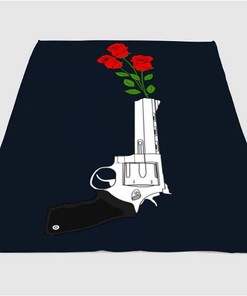 Guns And Roses Sherpa Fleece Blanket Gifts for Family, for Couple
