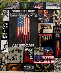 Guns I Love Guns Quilt Blanket Bedding Set for Home Décor