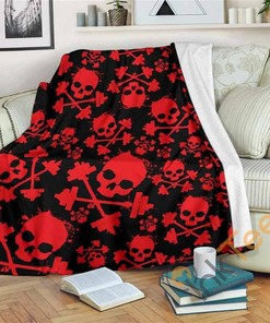 Gym Skull Sherpa Fleece Blanket Gifts for Family, for Couple