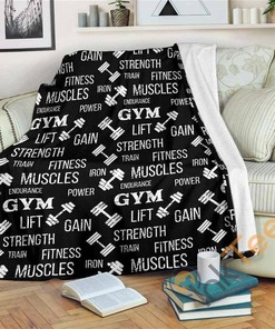 Gym Strength Sherpa Fleece Blanket Gifts for Family, for Couple
