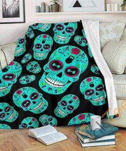 Gym Sugar Skull Sherpa Fleece Blanket Gifts for Family, for Couple