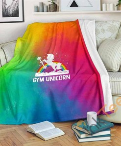 Gym Unicorn Sherpa Fleece Blanket Gifts for Family