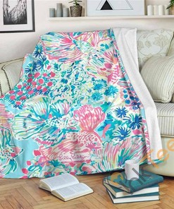 Gypsea Lilly Pulitzer Premiums Sherpa Fleece Blanket Gifts for Family, for Couple