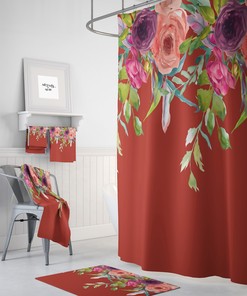 Gypsy Floral Shower Curtain Optional Bath Mat, Bath Towels, Bathroom Decor