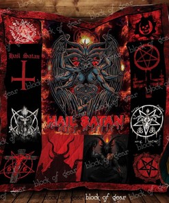 Hail Satan Horror Quilt Blanket