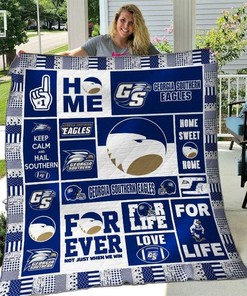 Hail Southern Ncaa Georgia Southern Eagles Collection Quilt Blanket Bedding Set