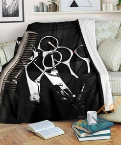 Hair Shears Sherpa Fleece Blanket Gifts for Family, for Couple