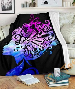 Hair Silhouette Sherpa Fleece Blanket Gifts for Family, for Couple