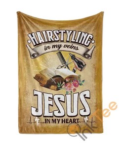 Hairstyling In My Veins Jesus In My Heart Sherpa Fleece Blanket Gifts for Family, for Couple