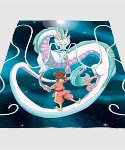 Haku And Chihiro Flying Sherpa Fleece Blanket Gifts for Family, for Couple