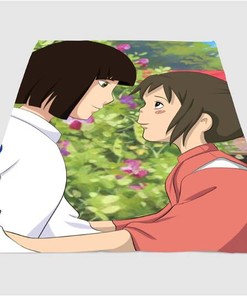 Haku And Chihiro Hug Sherpa Fleece Blanket Gifts for Family, for Couple