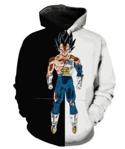 Half Black Half White Ultra Instincts Vegeta Dragon Ball Super Hoodie 3D