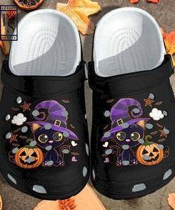 Halloween Black Cat and Pumpkin Crocs Crocband Clogs Shoes