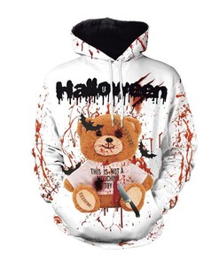 Halloween Bloody Bear 3D Prined Hoodie Zipper Hoodie