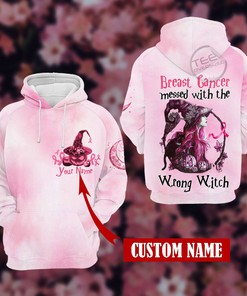 Halloween Breast Cancer Witch Pumpkin Breast Cancer Messed 3D Hoodie