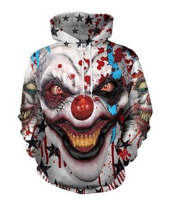 Halloween Clown Face Print 3D Hoodie Zipper Hoodie